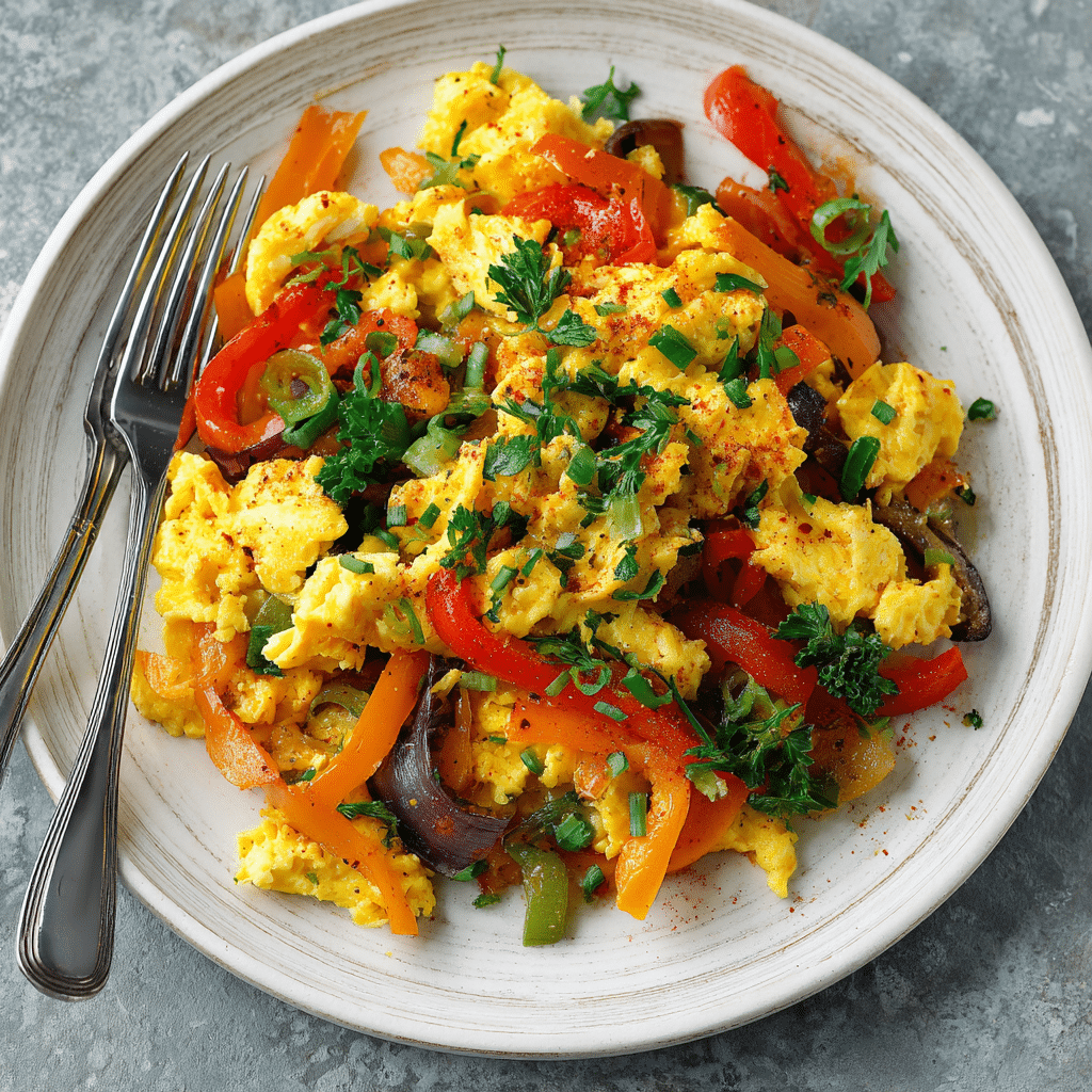 Scrambled Eggs with Vegetables Recipe - Recipe Image
