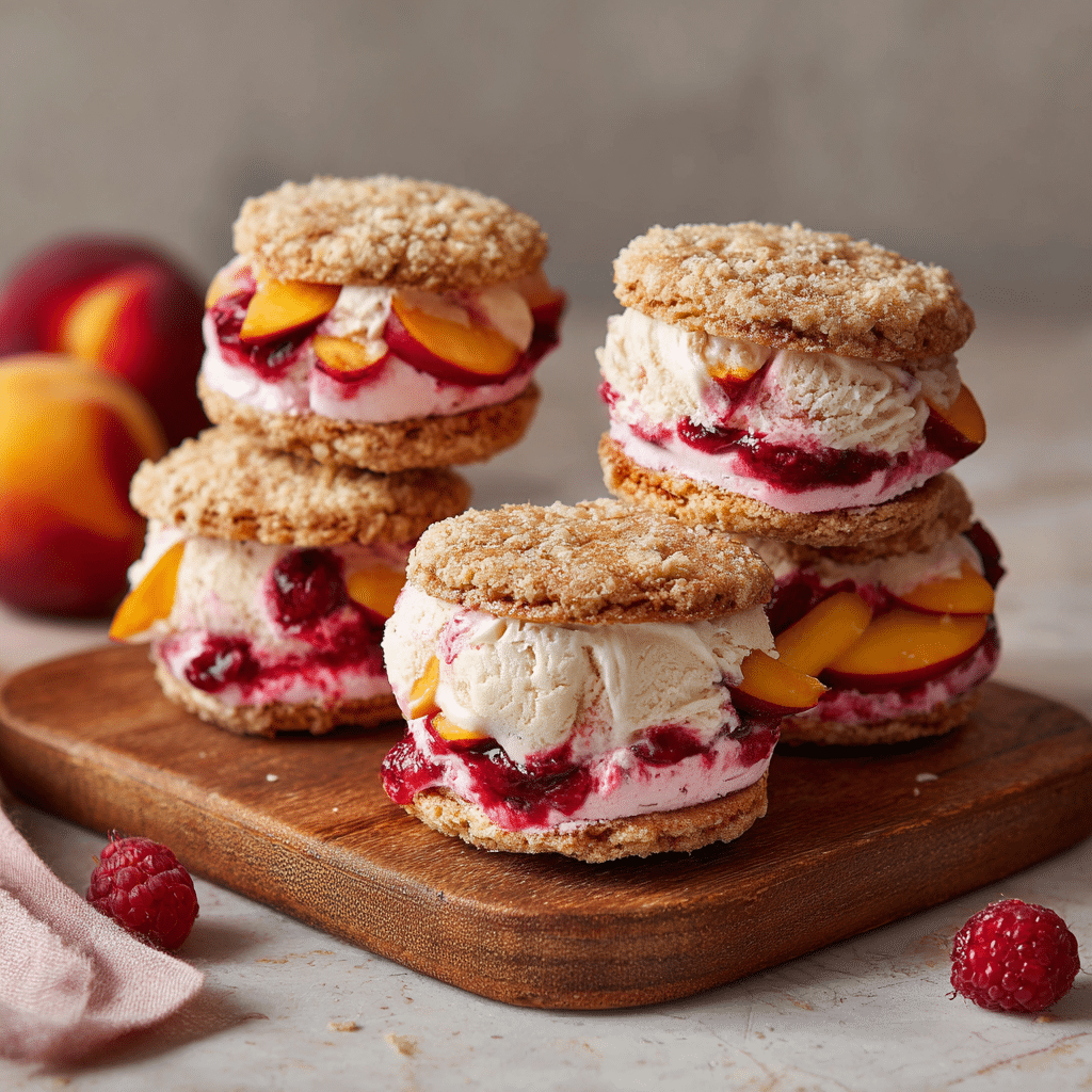 Peach Melba Ice Cream Sandwiches Recipe - Recipe Image
