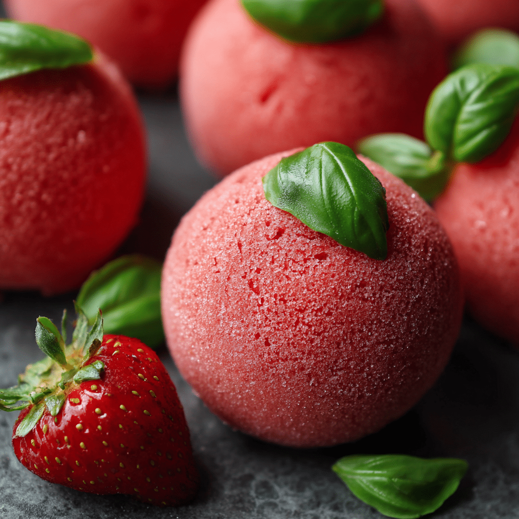 Strawberry Basil Sorbet Bites Recipe - Recipe Image