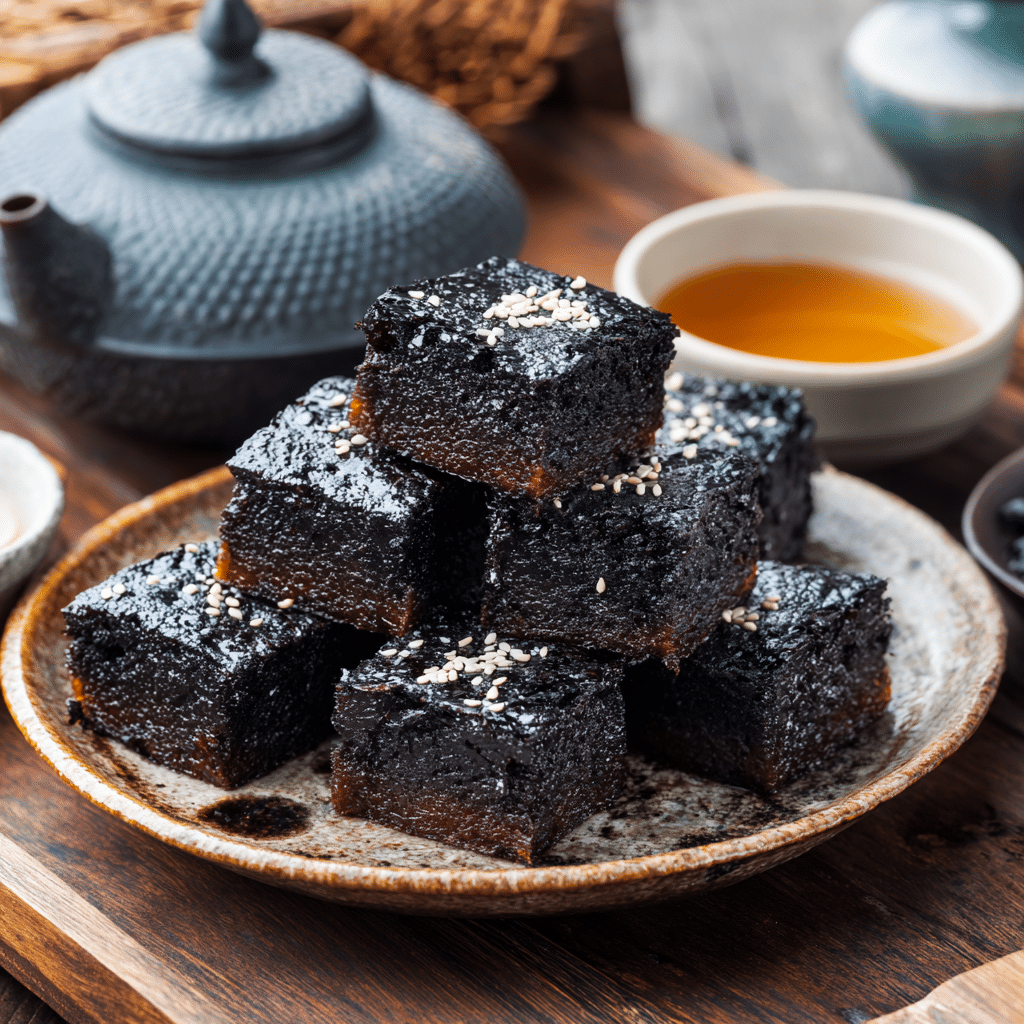Black Sesame Mochi Brownies Recipe - Recipe Image