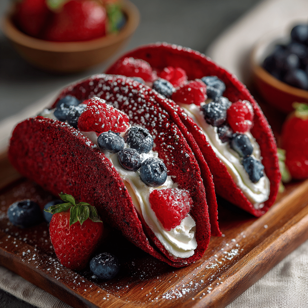 Red Velvet Pancake Tacos Recipe - Recipe Image