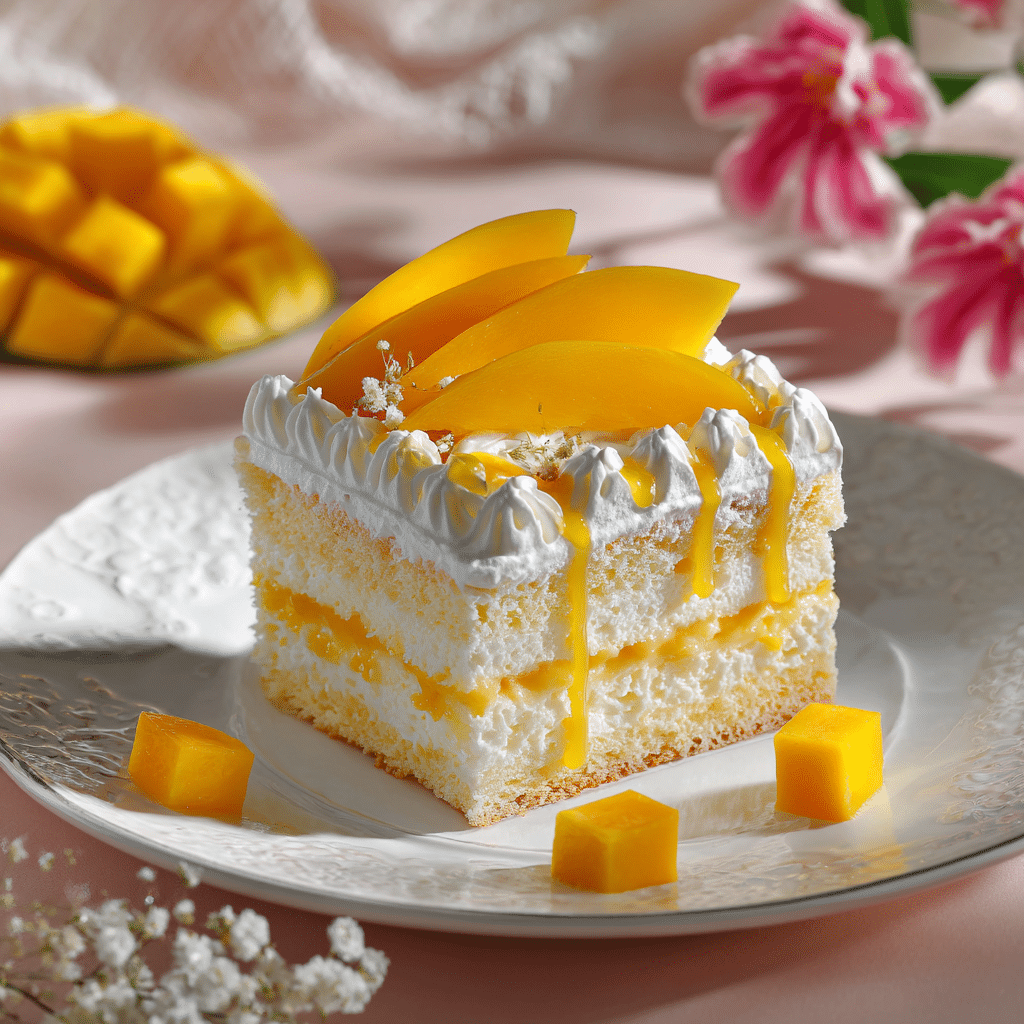 Mango Cream Sponge Cake Recipe - Recipe Image