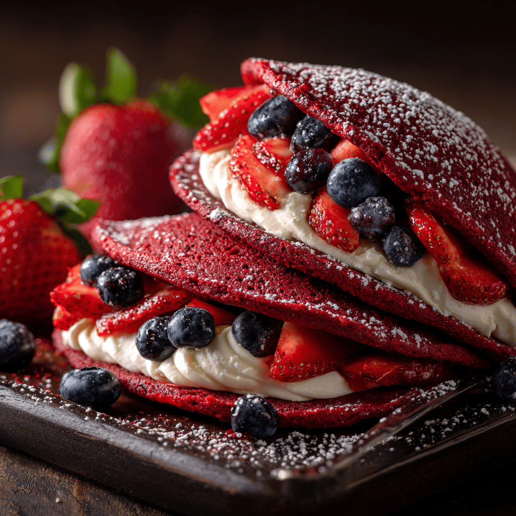 Red Velvet Pancake Tacos Recipe - Recipe Image