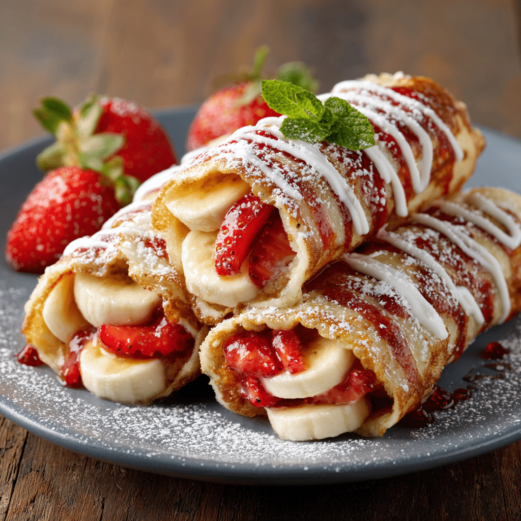Strawberry Banana Crepe Rolls Recipe - Recipe Image