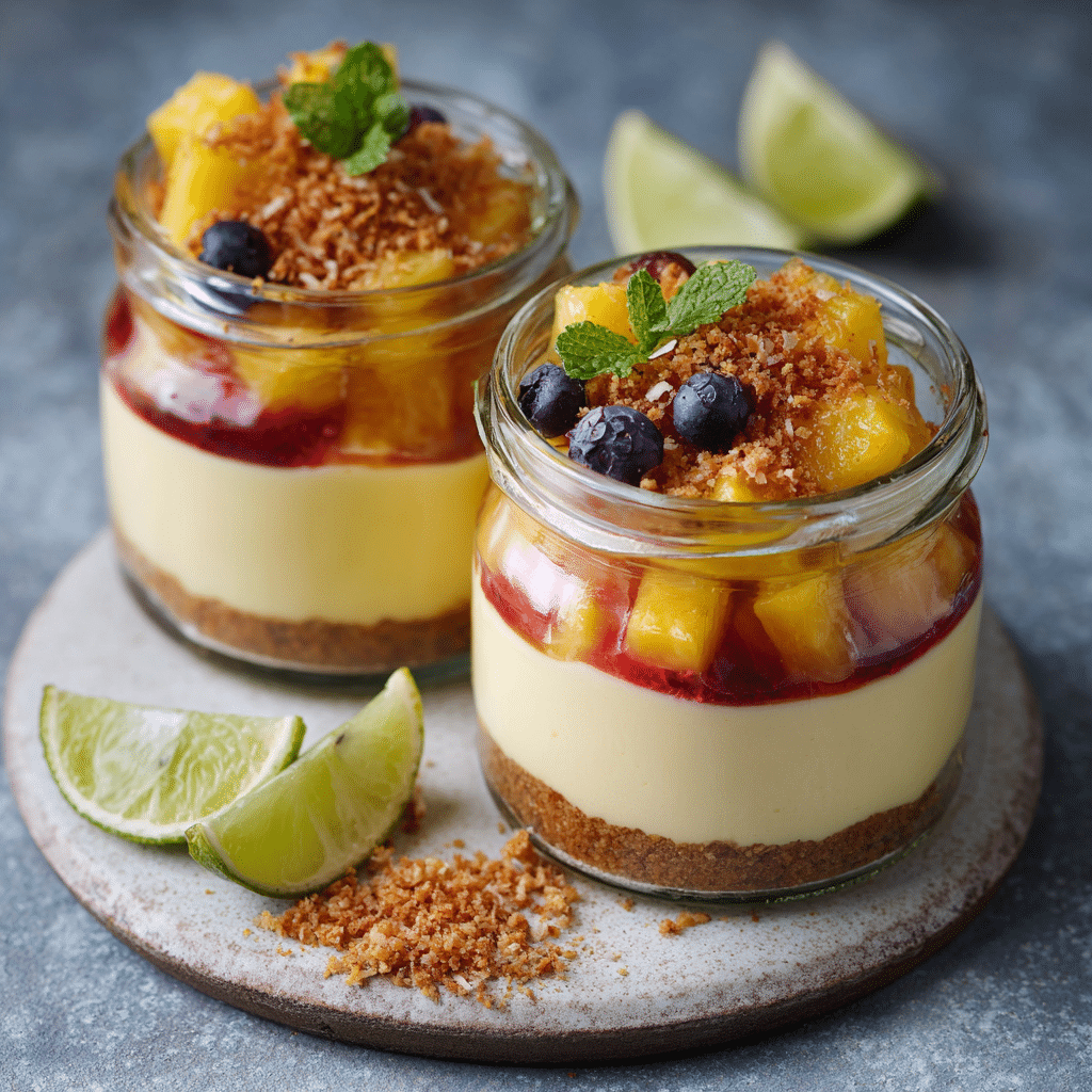 Tropical Fruit Cheesecake Jars Recipe - Recipe Image