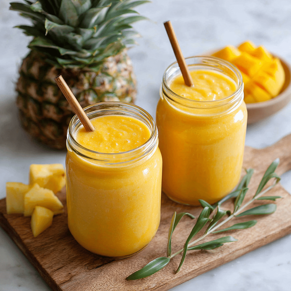 Mango Pineapple Smoothie Jars Recipe - Recipe Image