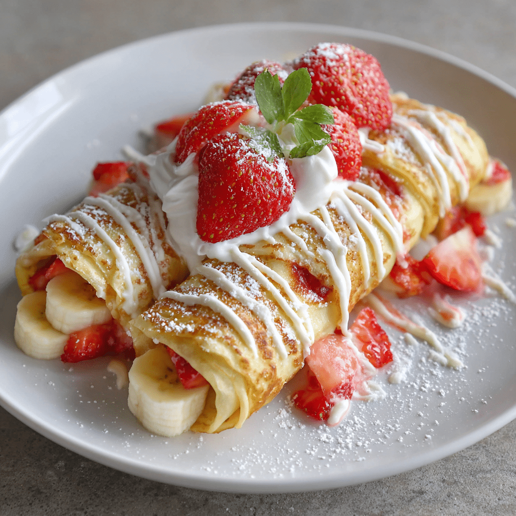 Strawberry Banana Crepe Rolls Recipe - Recipe Image