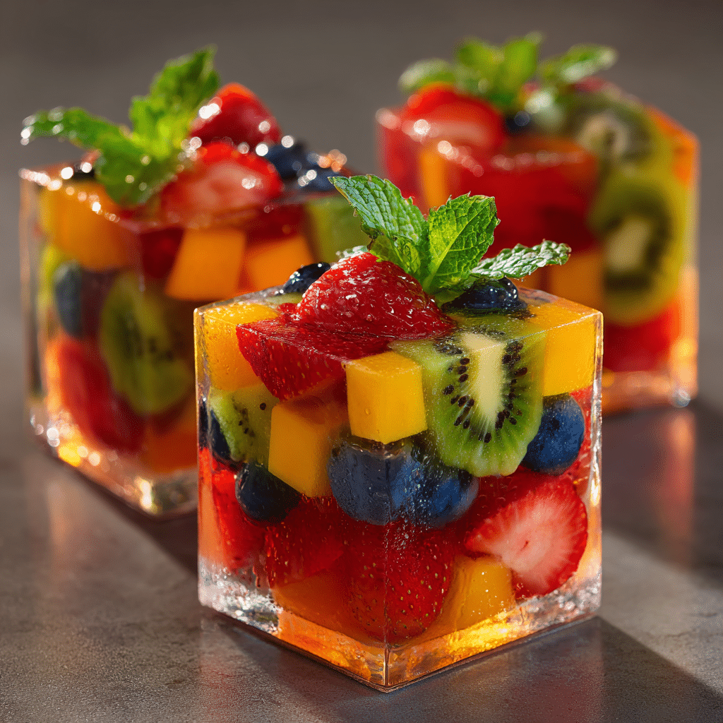 Rainbow Jelly Fruit Cups Recipe - Recipe Image