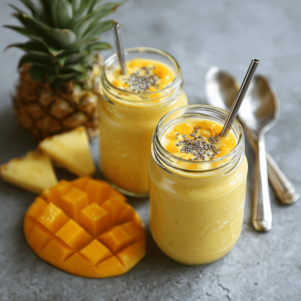 Mango Pineapple Smoothie Jars Recipe - Recipe Image